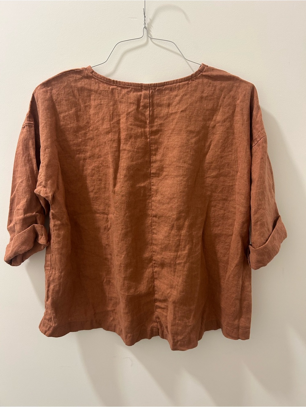 Linenfox Short Sleeve Boxy Tee in Rust - Picture 4 of 4